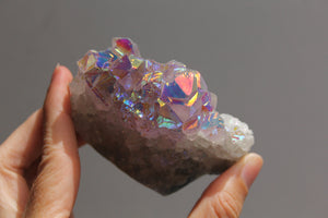 Rainbow Aura Amethyst cluster