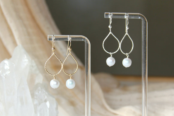 Simple Pearl Drop Earrings | Dainty Pearl Earrings | IB Jewelry Sterling Silver